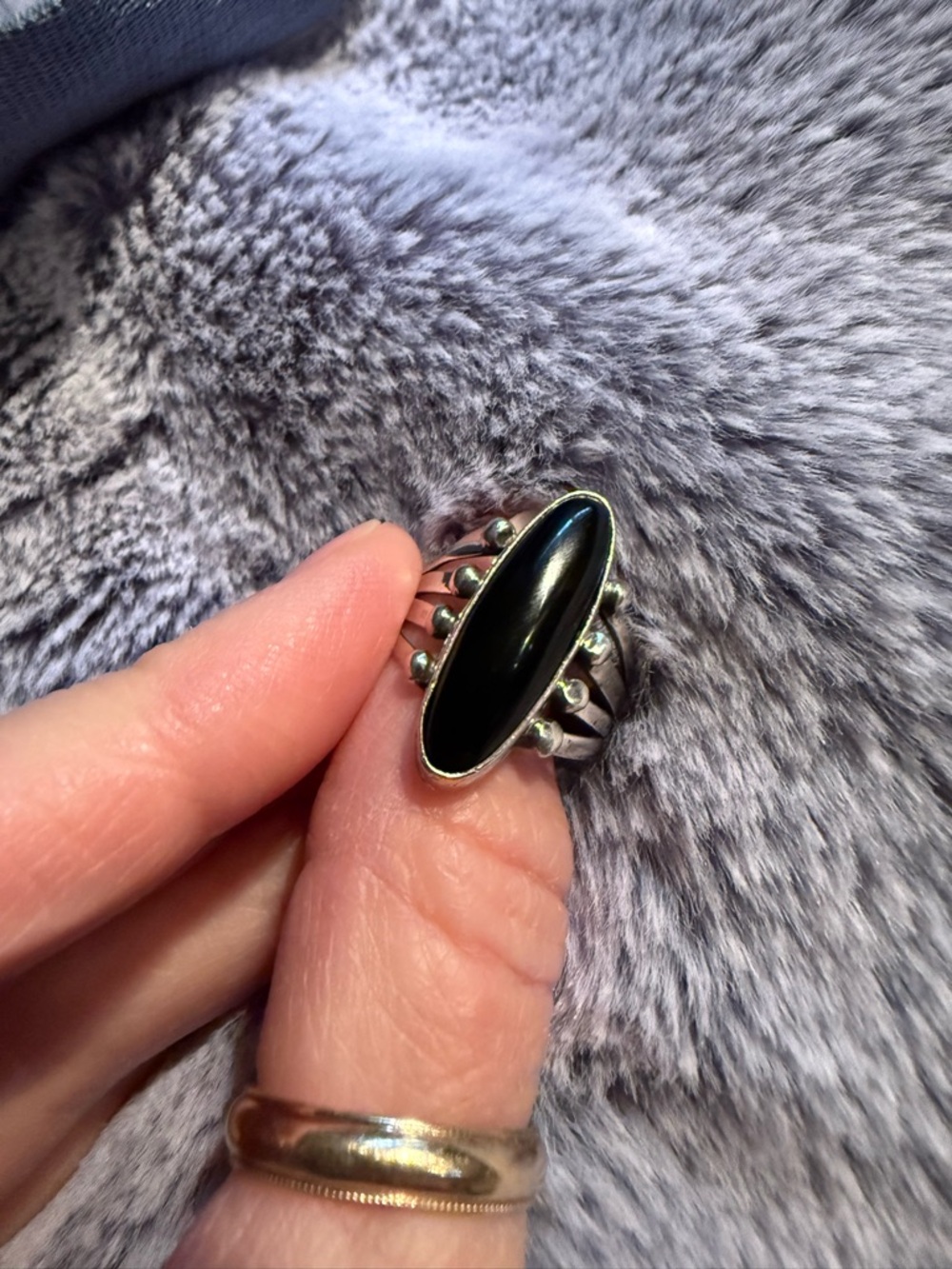 Vintage Sterling silver onyx ring